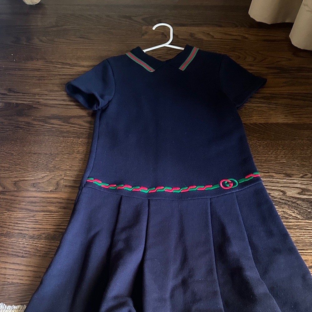 Gucci Kids Dress in Navy with Green and Red Trim
